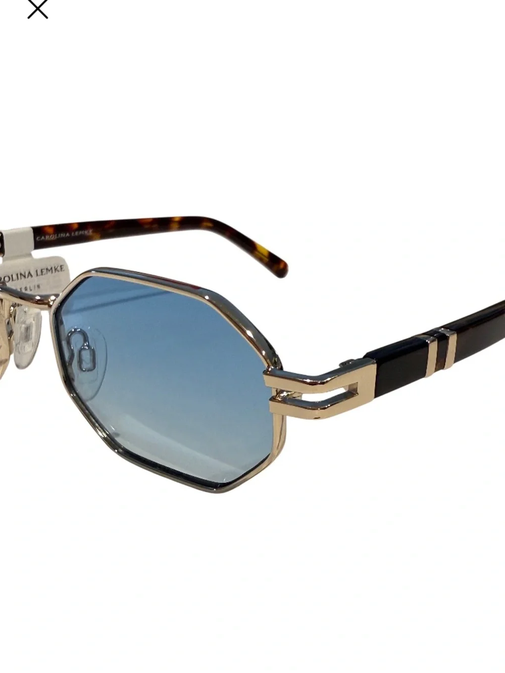 NEW Carolina Lemke Mar Blue Gradient Gold Frame Brown Demi Tortoise Sunglasses